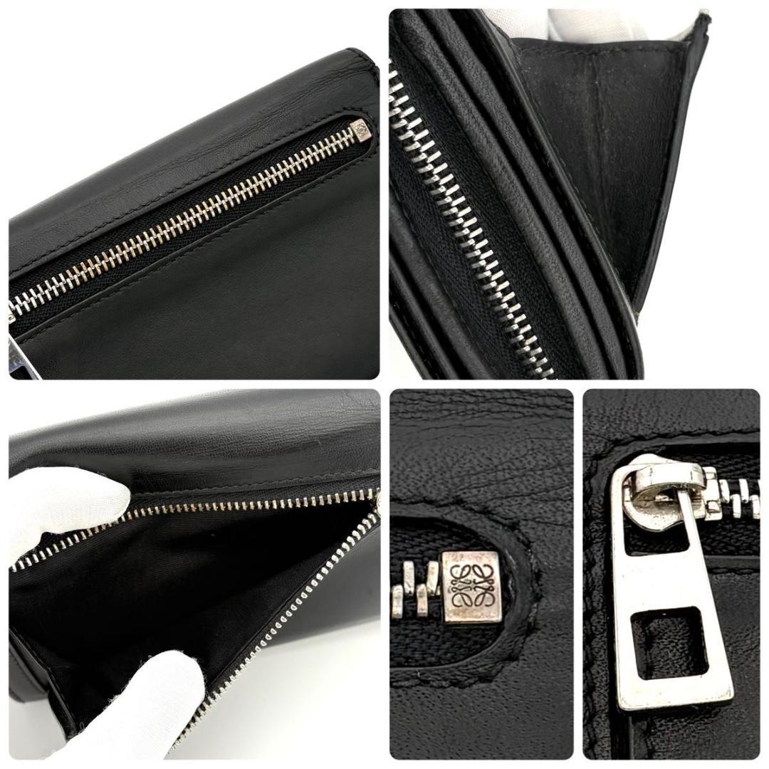 ロエベ 折財布 アナグラム ミディアム ウォレット 黒 ブラック 2322