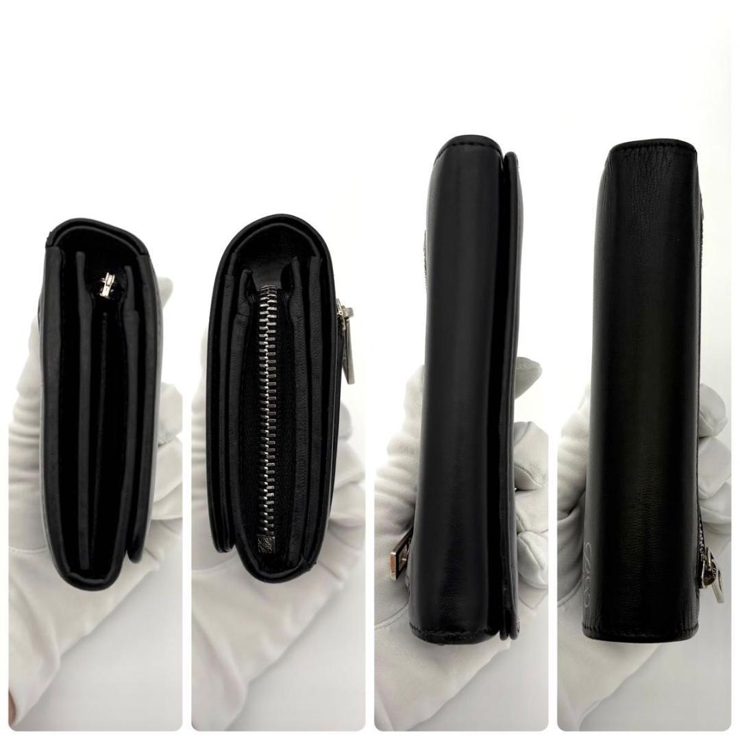 ロエベ 折財布 アナグラム ミディアム ウォレット 黒 ブラック 2322