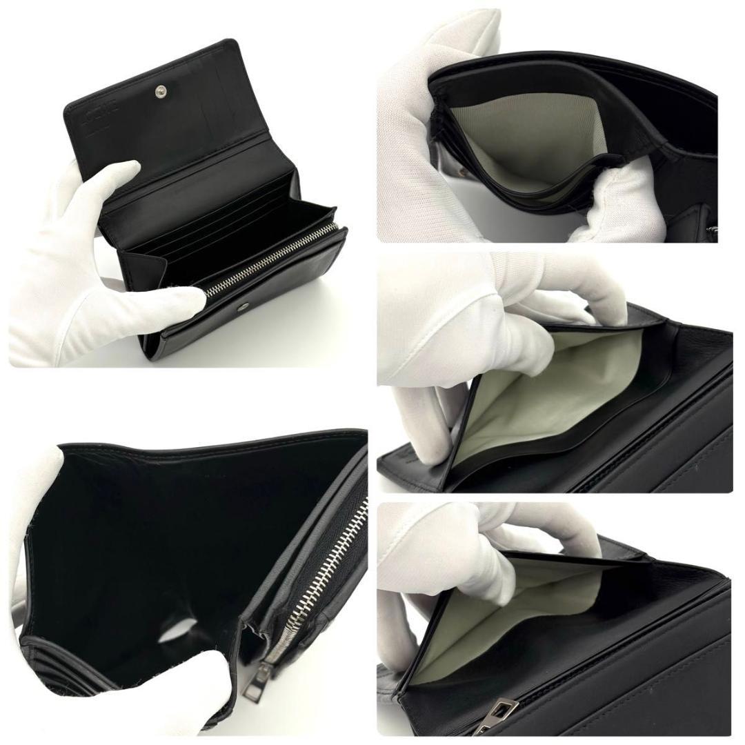 ロエベ 折財布 アナグラム ミディアム ウォレット 黒 ブラック 2322