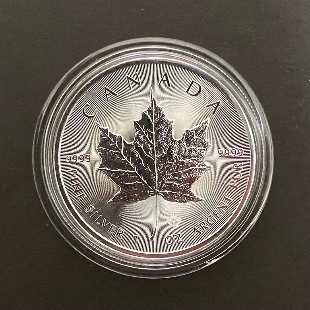 銀高騰！カナダ 2015年 メイプルリーフ銀貨 5ドル　ケース入り（送料無料）