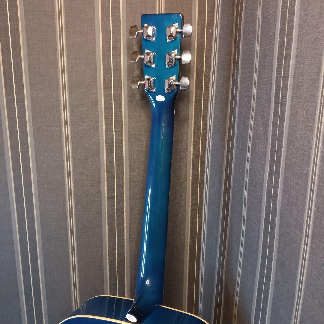 新品弦 軽量 初心者 ビギナー向け アコースティックギター ブルー 青
