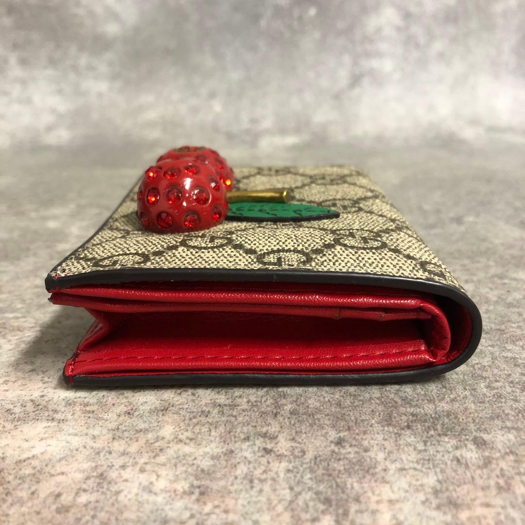 フォロー割■ GUCCI グッチ チェリー 二つ折り財布 さくらんぼ GG