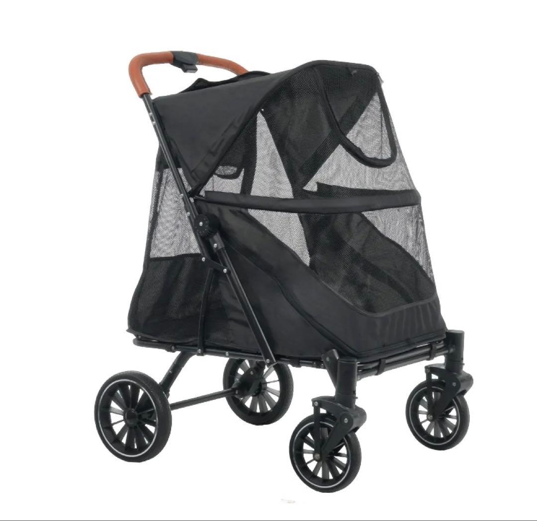新品　ペットカート　ドッグカート　ペット用品　犬用品　4輪　折りたたみ　ブラック