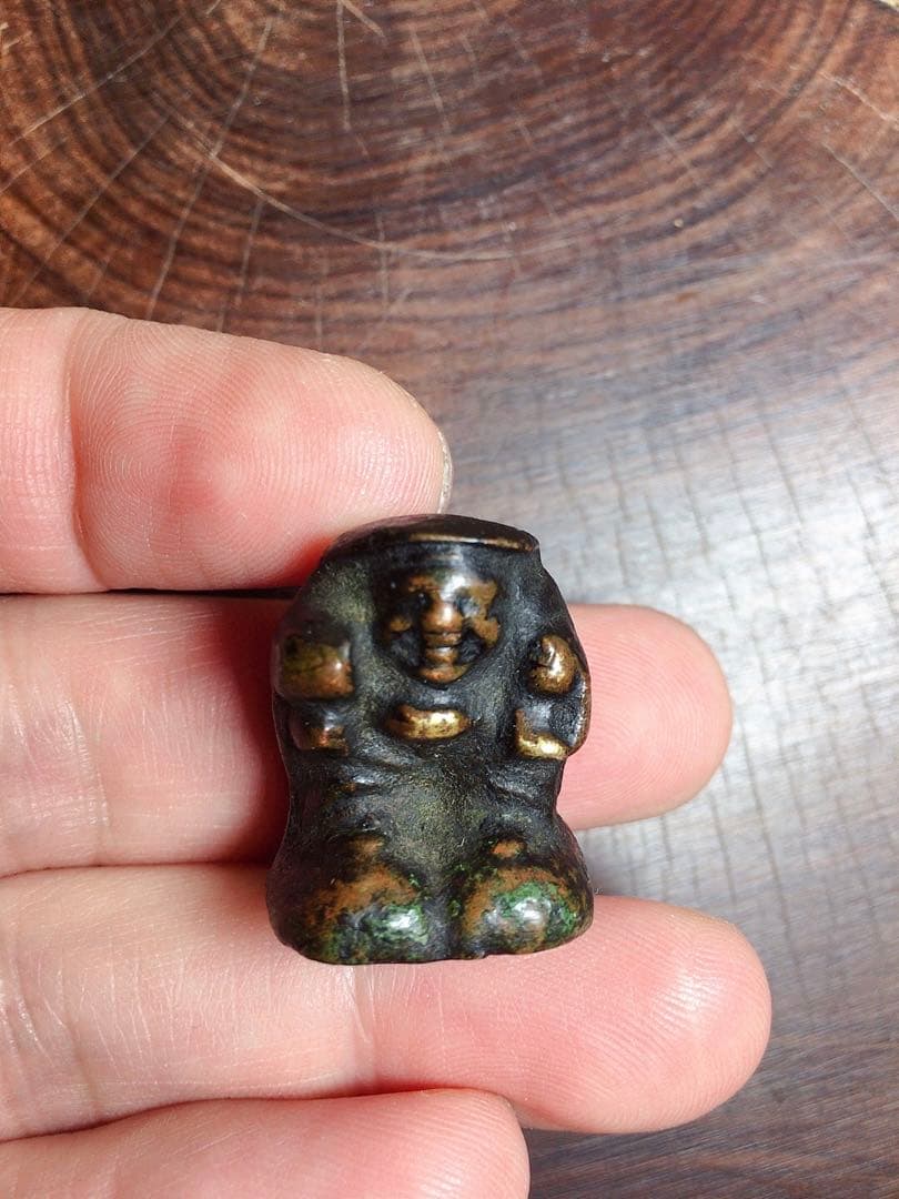 時代　古銅　大黒天　置物　高さ約2.5㎝　約47g 骨董 大黒天 置物 縁起物