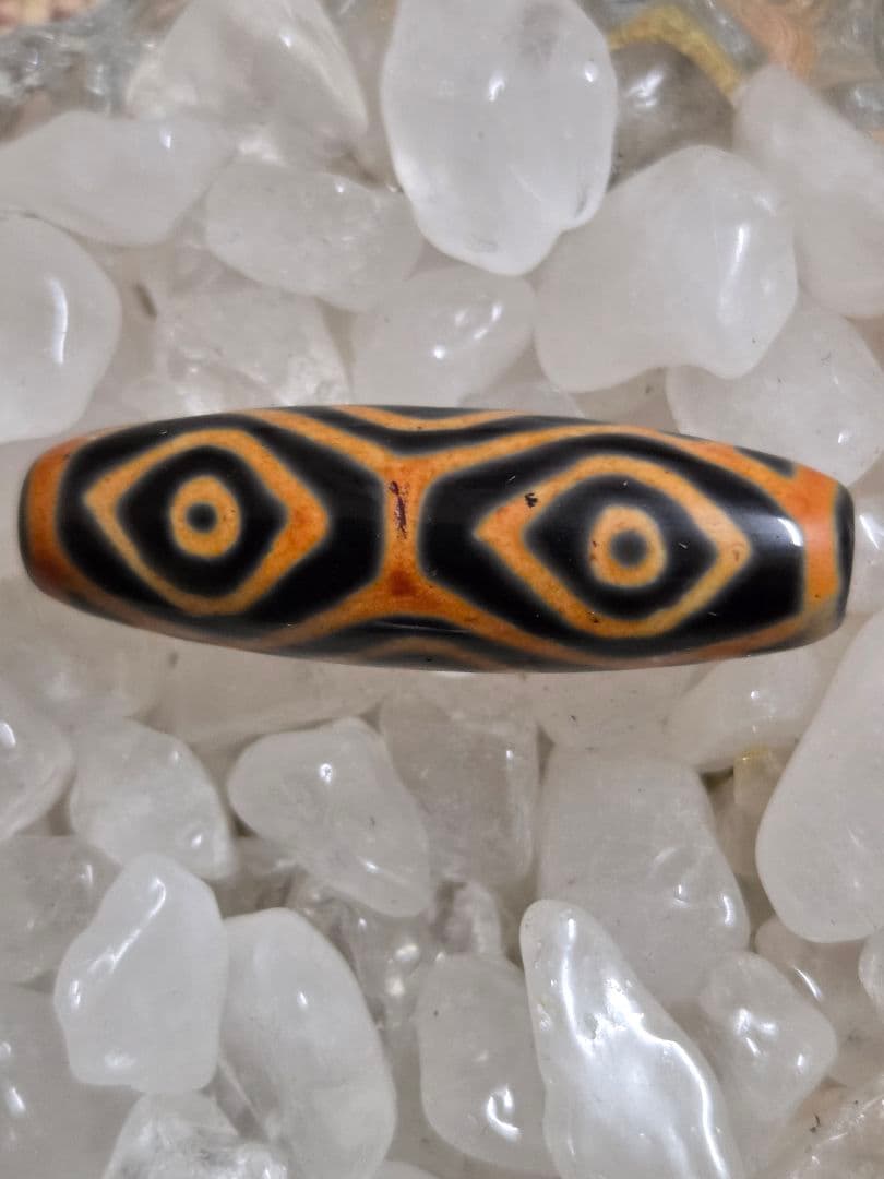 043　天珠４点セット！線珠　蓮花　黄龍眼　日月星　dzibeads！