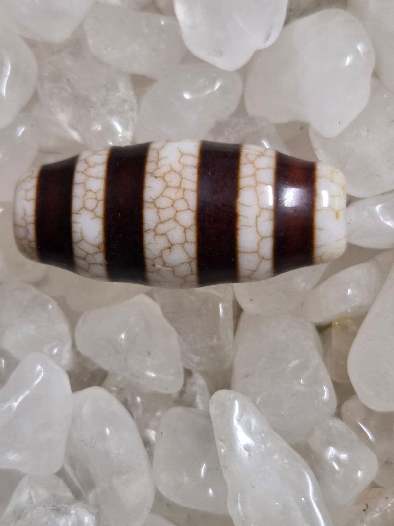 043　天珠４点セット！線珠　蓮花　黄龍眼　日月星　dzibeads！