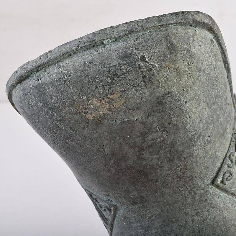 中国　古銅青銅　饕餮文爵　V　R8942