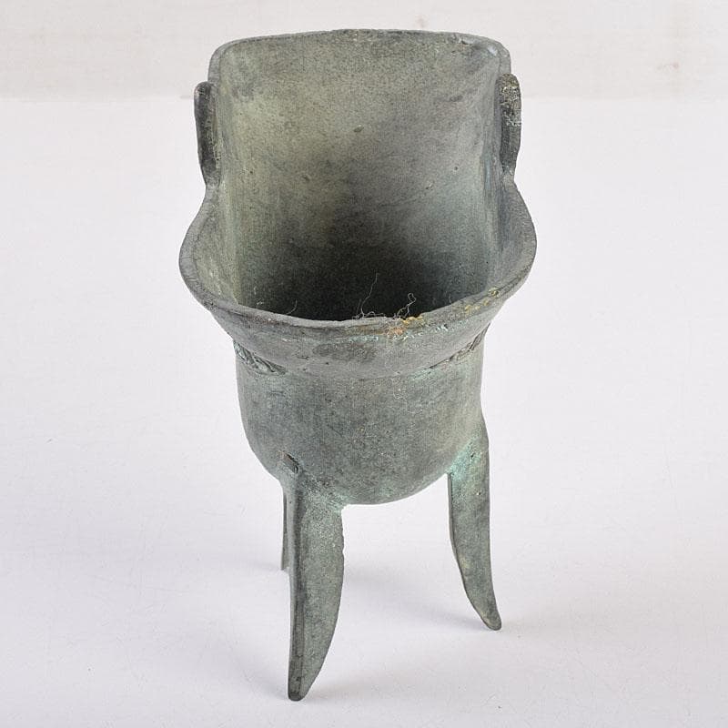 中国　古銅青銅　饕餮文爵　V　R8942