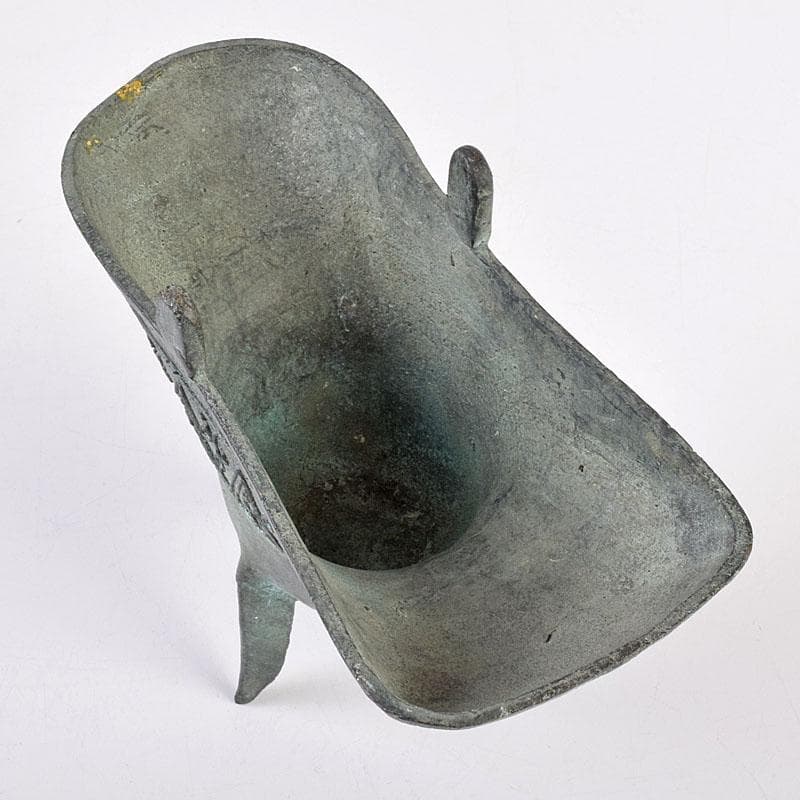 中国　古銅青銅　饕餮文爵　V　R8942