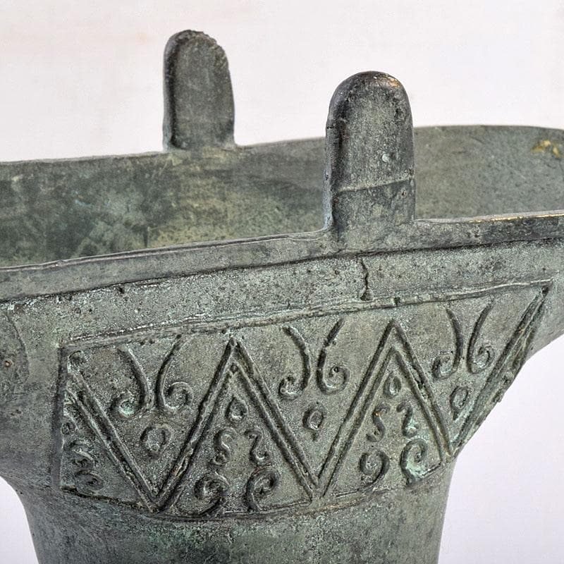 中国　古銅青銅　饕餮文爵　V　R8942