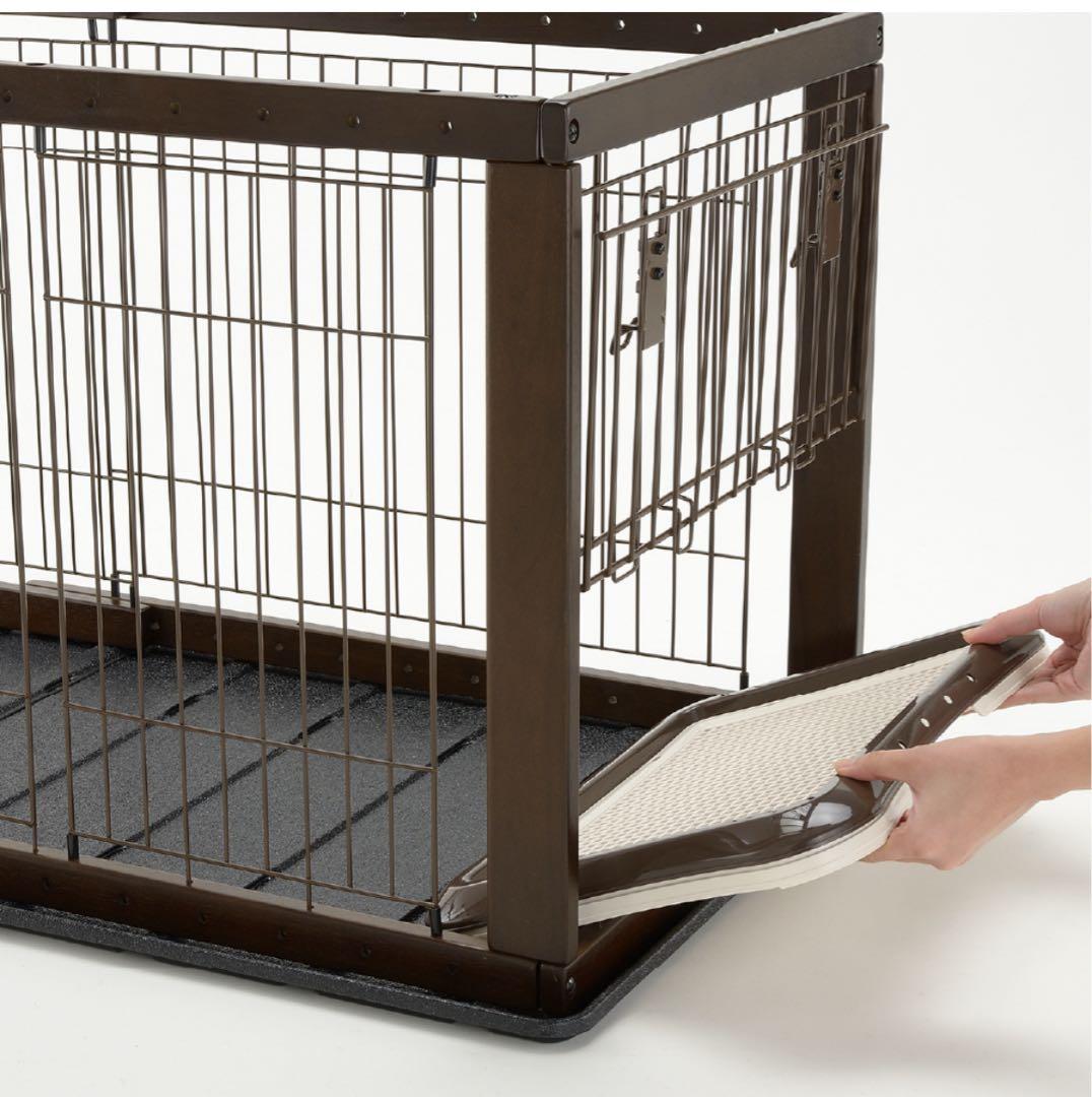 Richell リッチェル 木製スライドペットサークル ワイド ダークブラウン