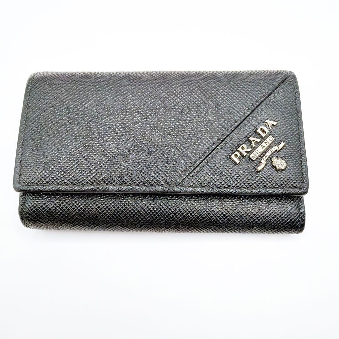 【美品】プラダ PRADA 6連 キーケース サフィアーノレザー ブラック