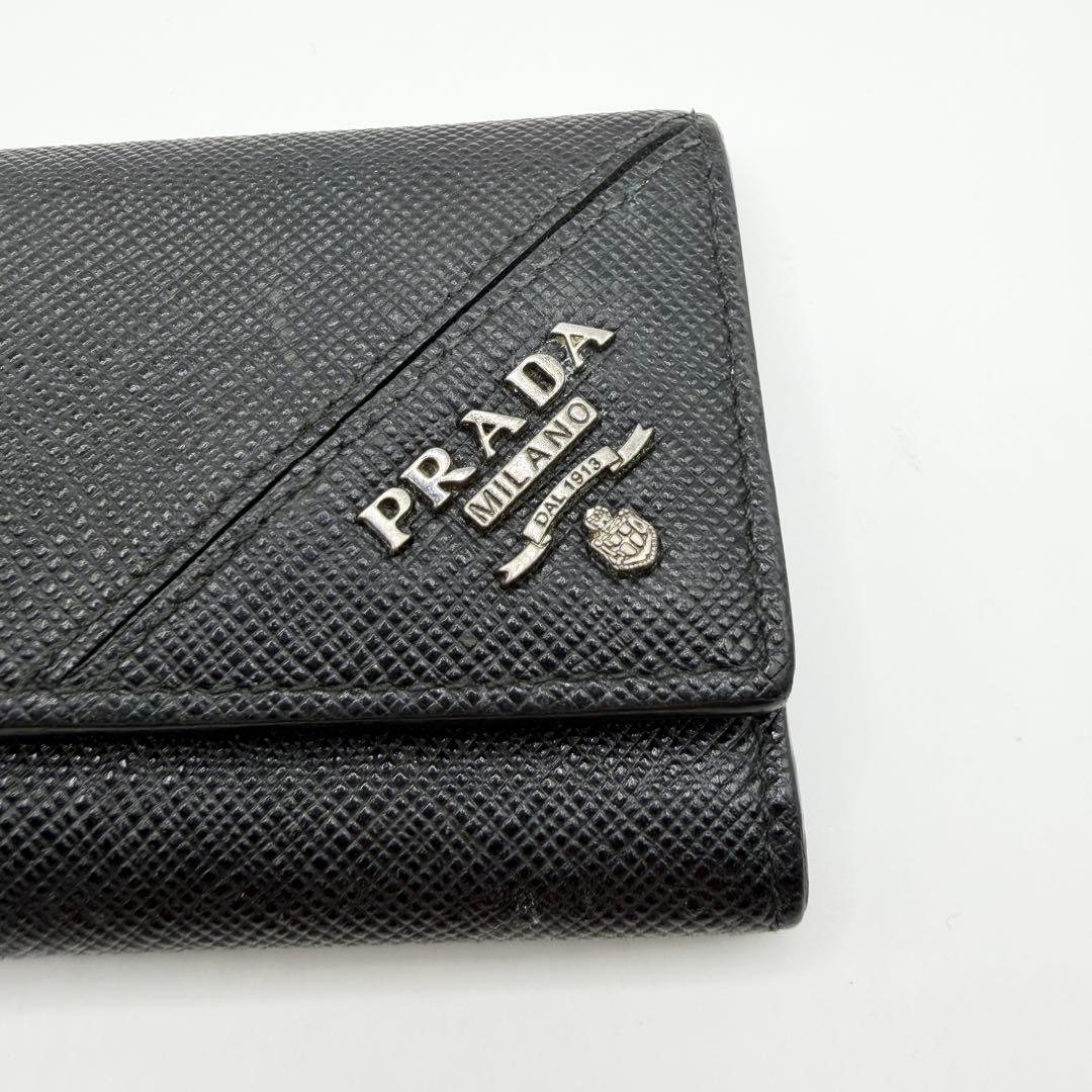 【美品】プラダ PRADA 6連 キーケース サフィアーノレザー ブラック