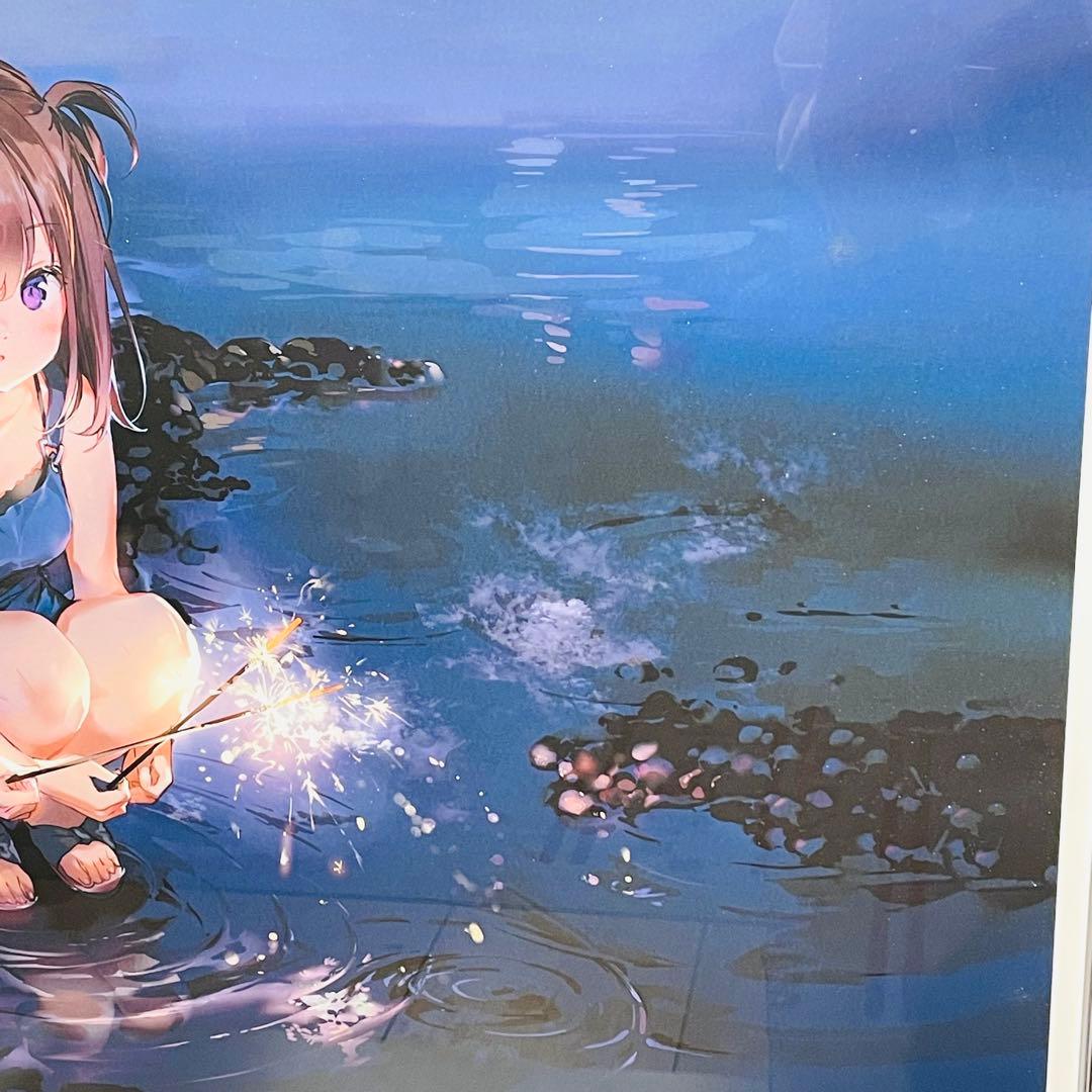 Anmi 「真夏の夜の花火」 アールビバン 版画 ミクスドメディア