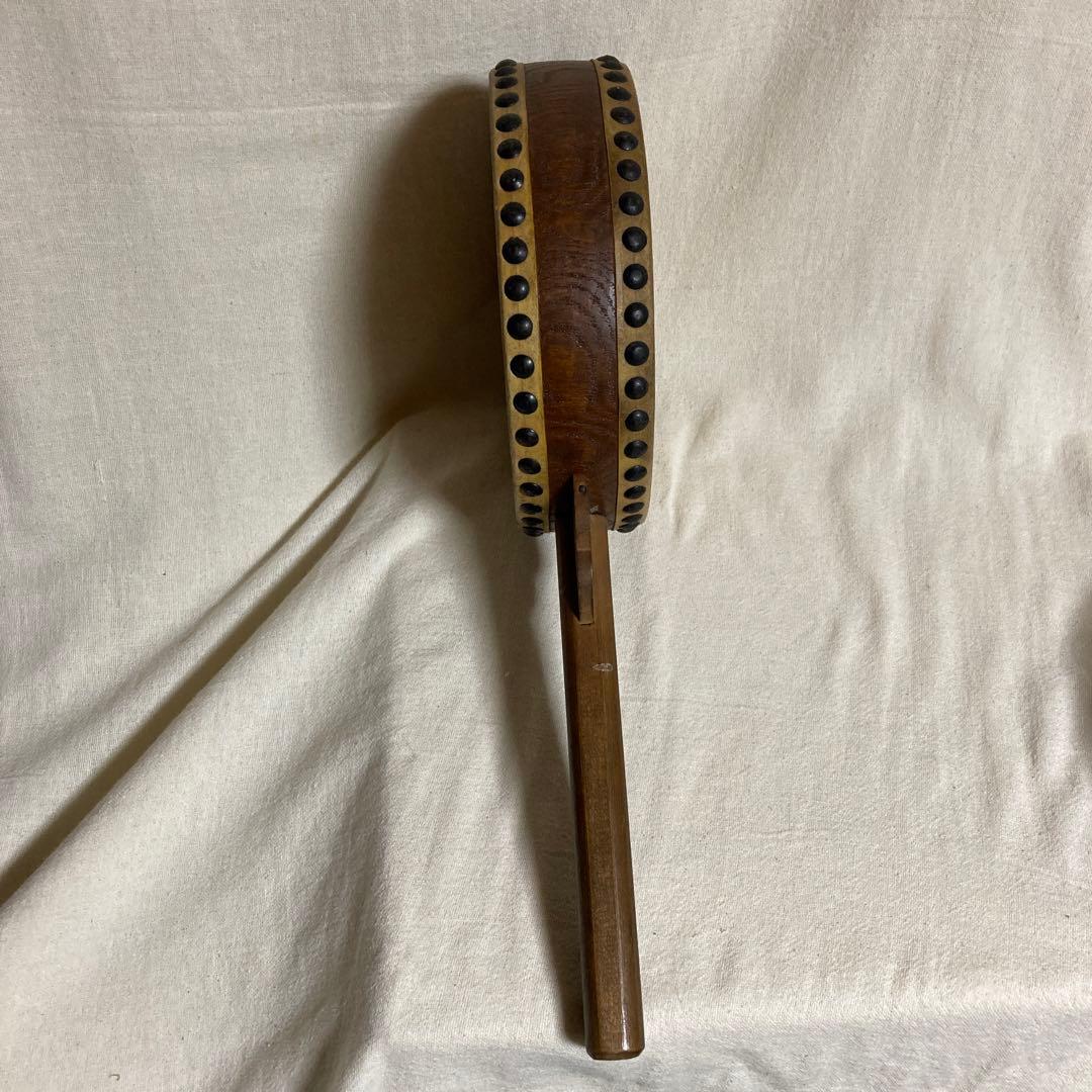 片手 太鼓 レトロ うちわ太鼓 両面たいこ