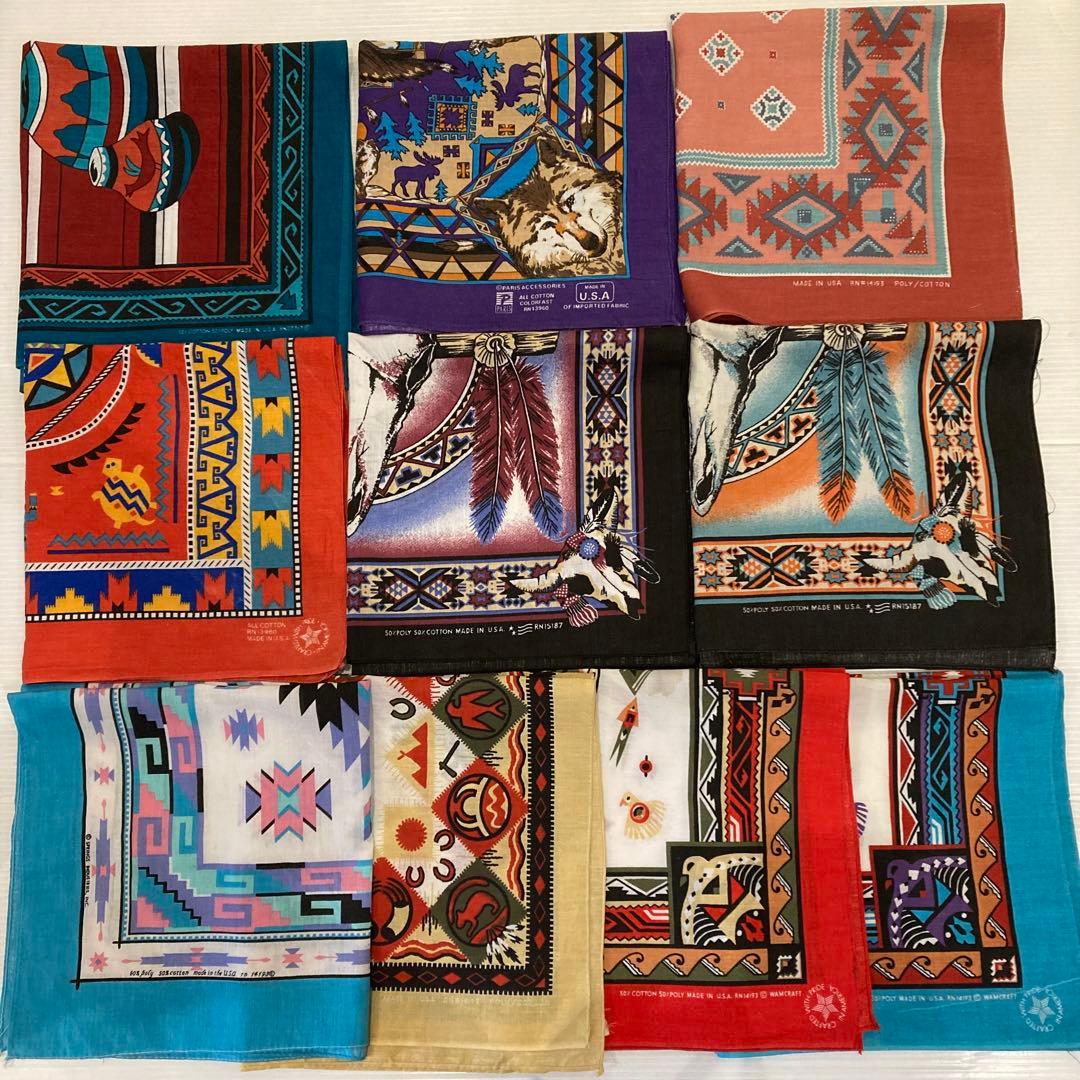 う*ご様 まとめ売り 10枚 vintage ビンテージ バンダナ USA ネイ