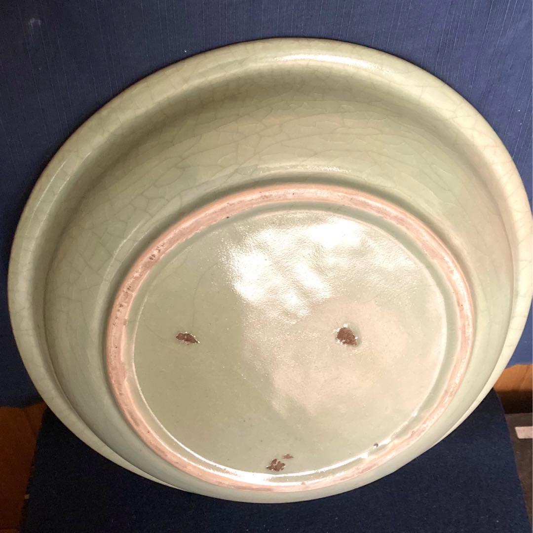 龍泉窯　天龍寺青磁鳳凰龍文大皿