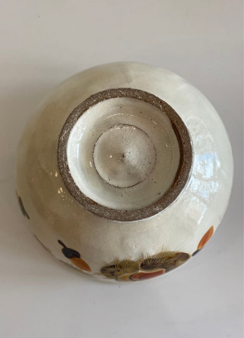 粉引毬栗抹茶茶碗　清和窯作　茶道具