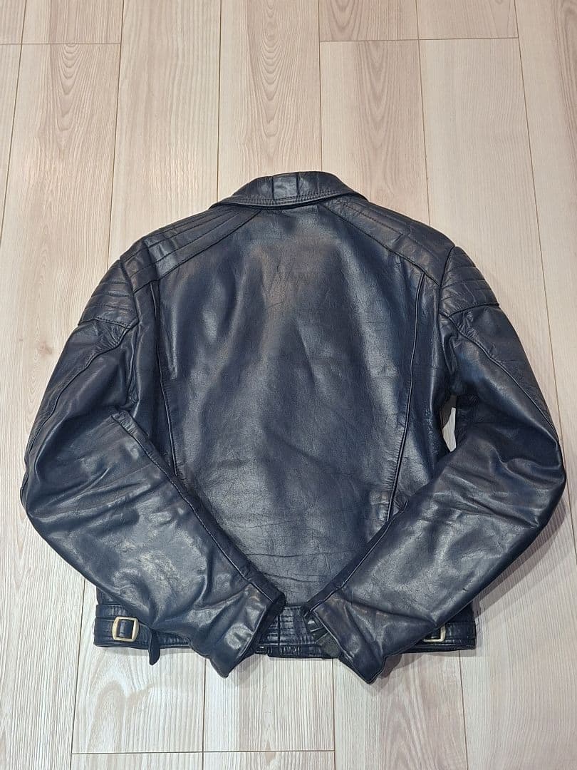 銀*花様 ルイスレザー ヨーロッパ ネイビー ダブル ビンテージ 70S ライダ