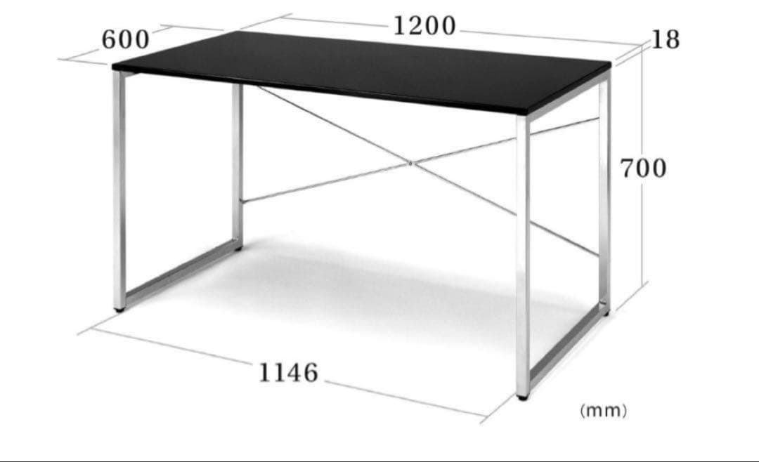 サンワダイレクト 鏡面デスク ブラック×シルバー テーブル 120×60×70