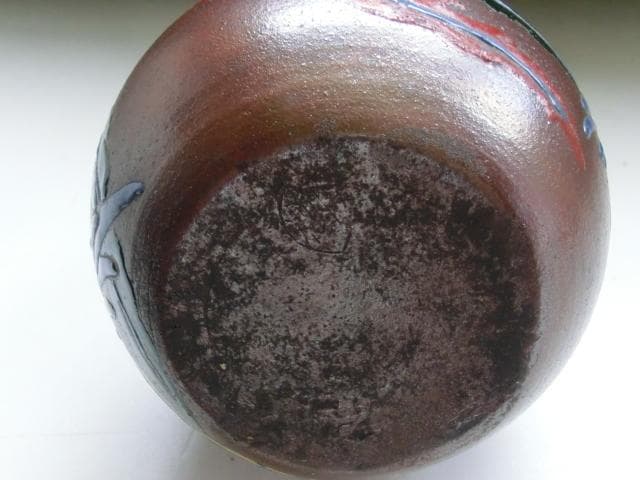 花瓶■色絵備前 鳳凰紋 花生 花器 一輪挿し 徳利型 古美術 時代物 骨董品■