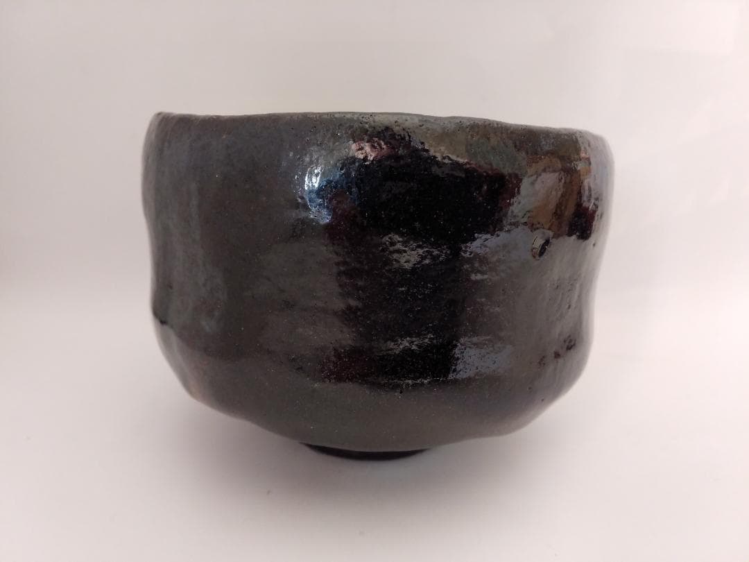 楽焼 佐々木松楽 黒楽茶碗 前大徳 佐藤朴堂 書付 銘 常盤 共布 共箱 新品