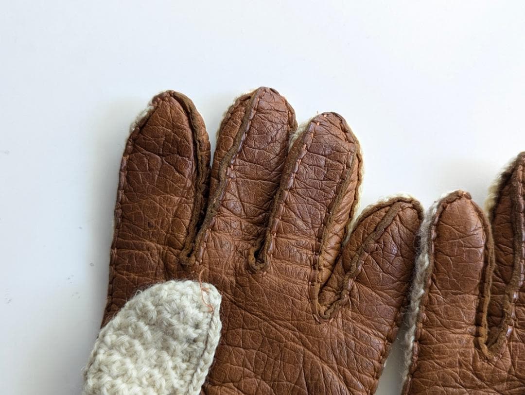 ペッカリーグローブ ヴィンテージ フランス製 ウール Mサイズ ベージュ