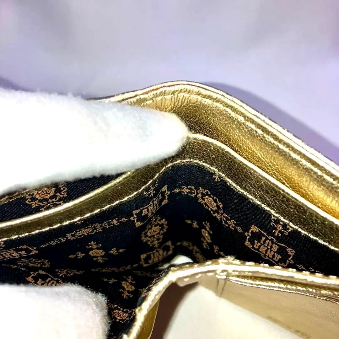 ANNA SUI 新品 未使用 アナスイ 三つ折り財布 ゴールド Ｌ字ファスナー