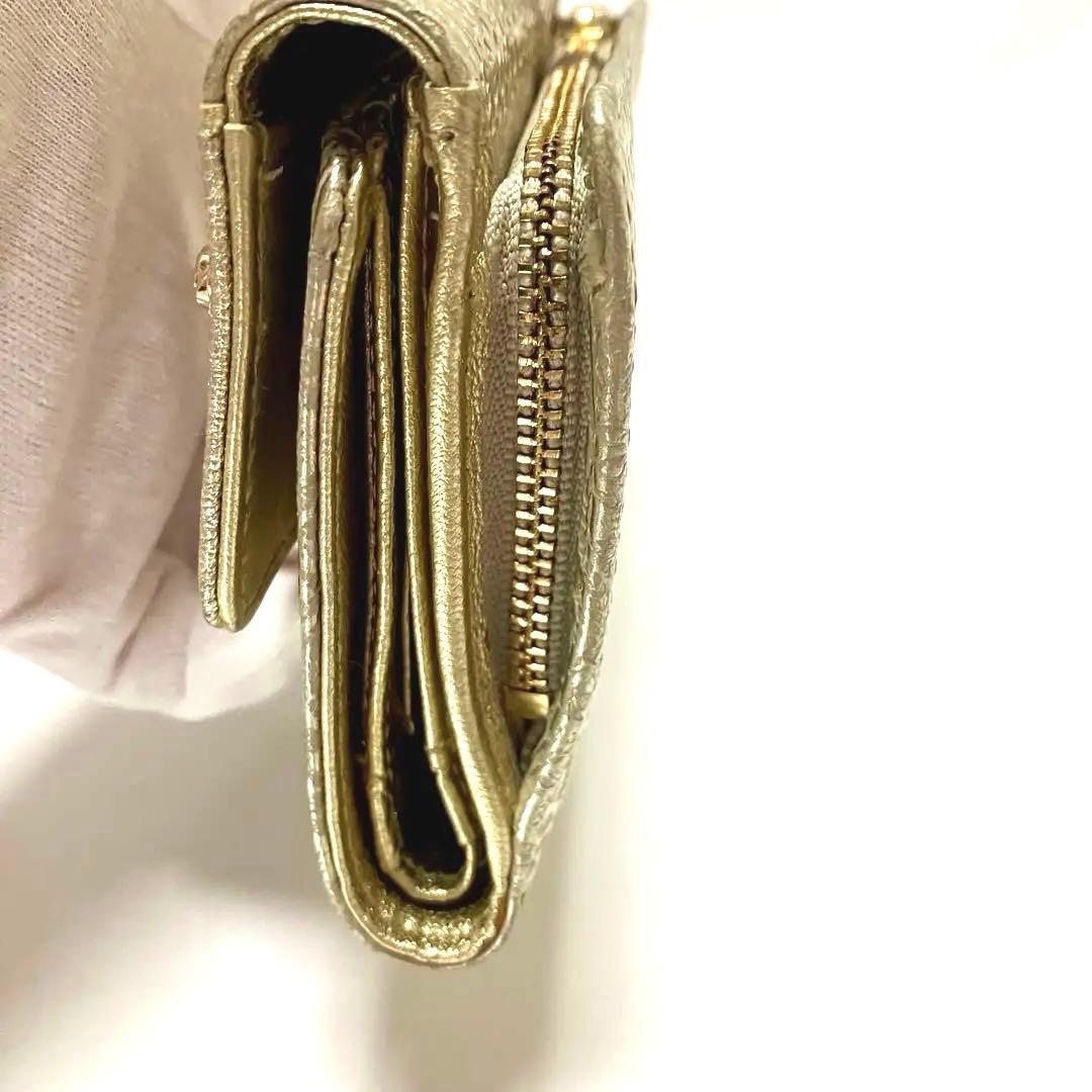 ANNA SUI 新品 未使用 アナスイ 三つ折り財布 ゴールド Ｌ字ファスナー