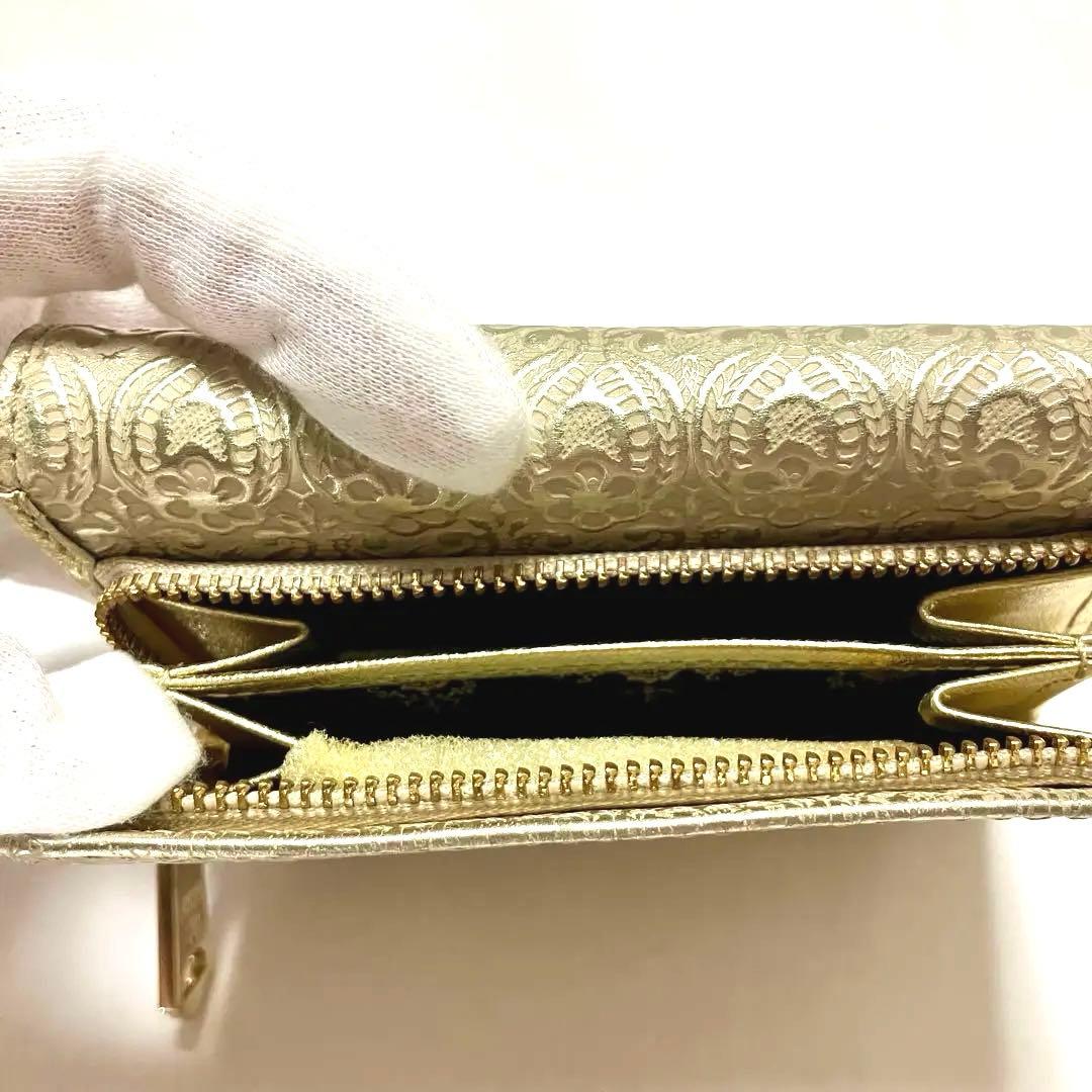ANNA SUI 新品 未使用 アナスイ 三つ折り財布 ゴールド Ｌ字ファスナー