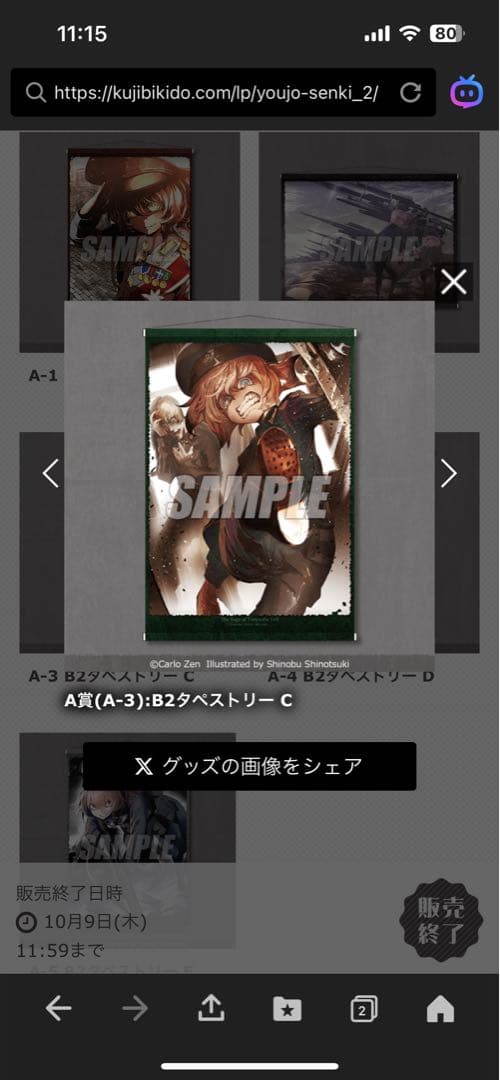 くじ引き堂　幼女戦記オンラインくじ　A賞　B2タペストリー　5種類フルコンプ