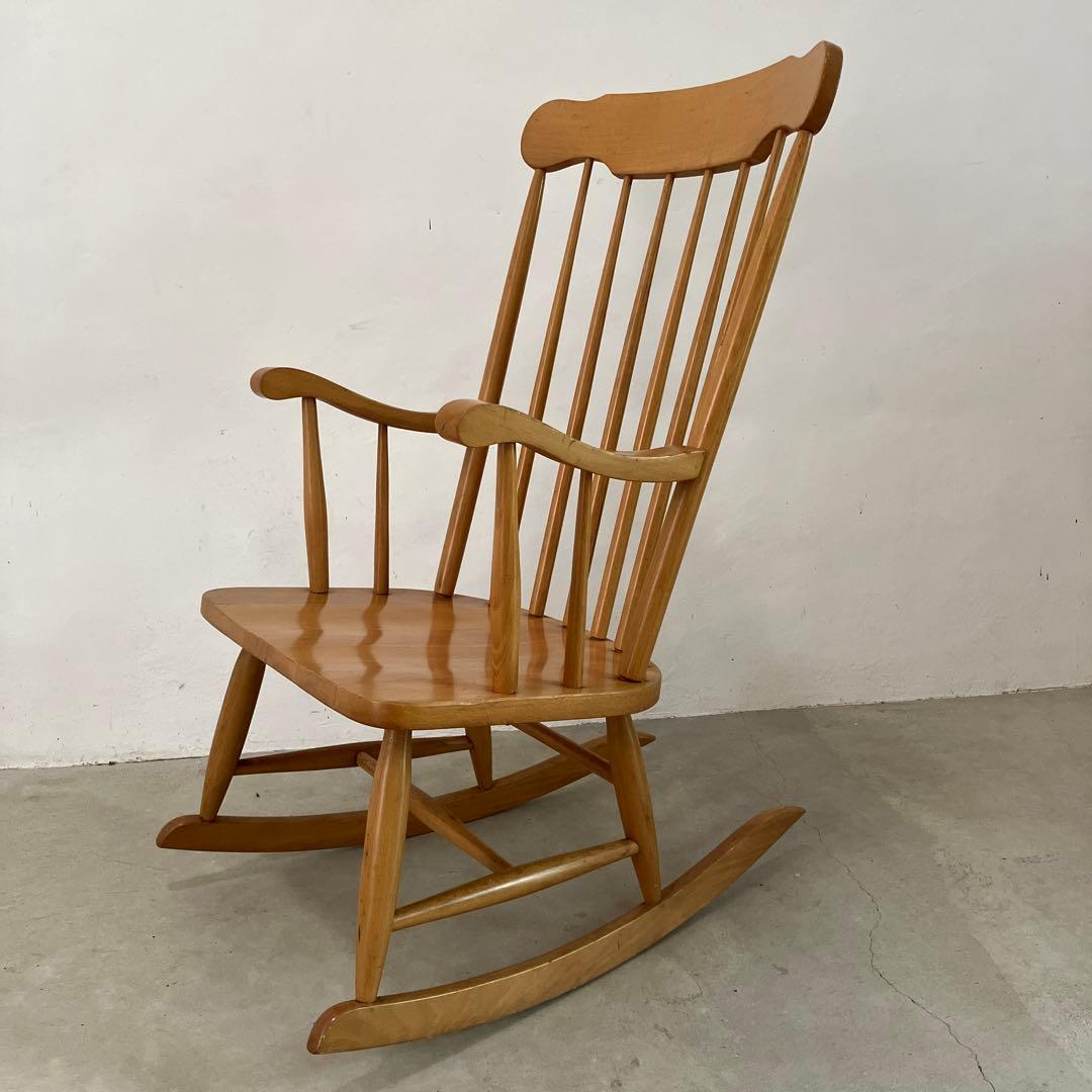 ロッキングチェア　無垢材　ナチュラル