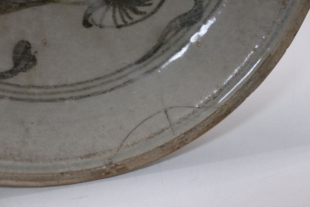 江戸　古伊万里　魚紋大皿　訳あり　送料込み1006