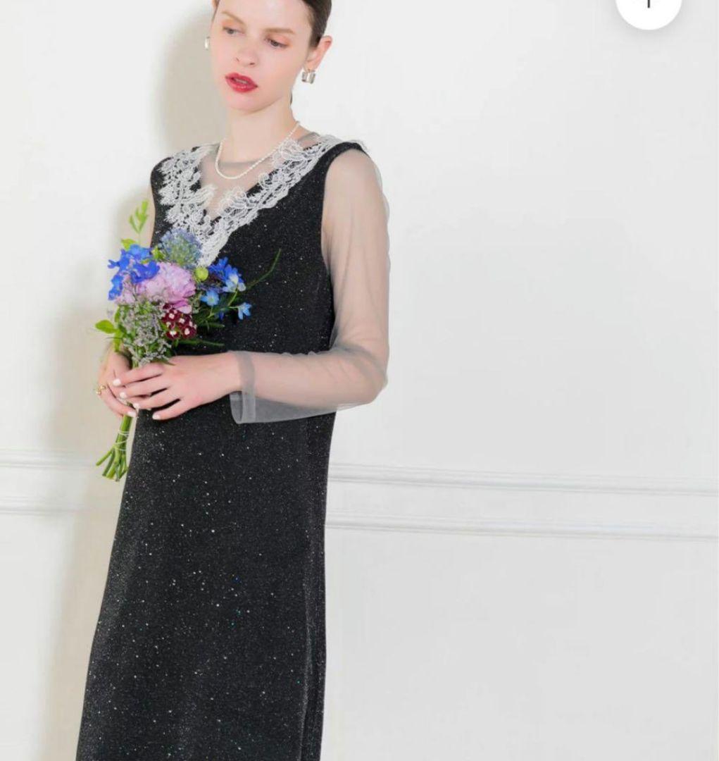 Lejaレースラメ スリットロングワンピース