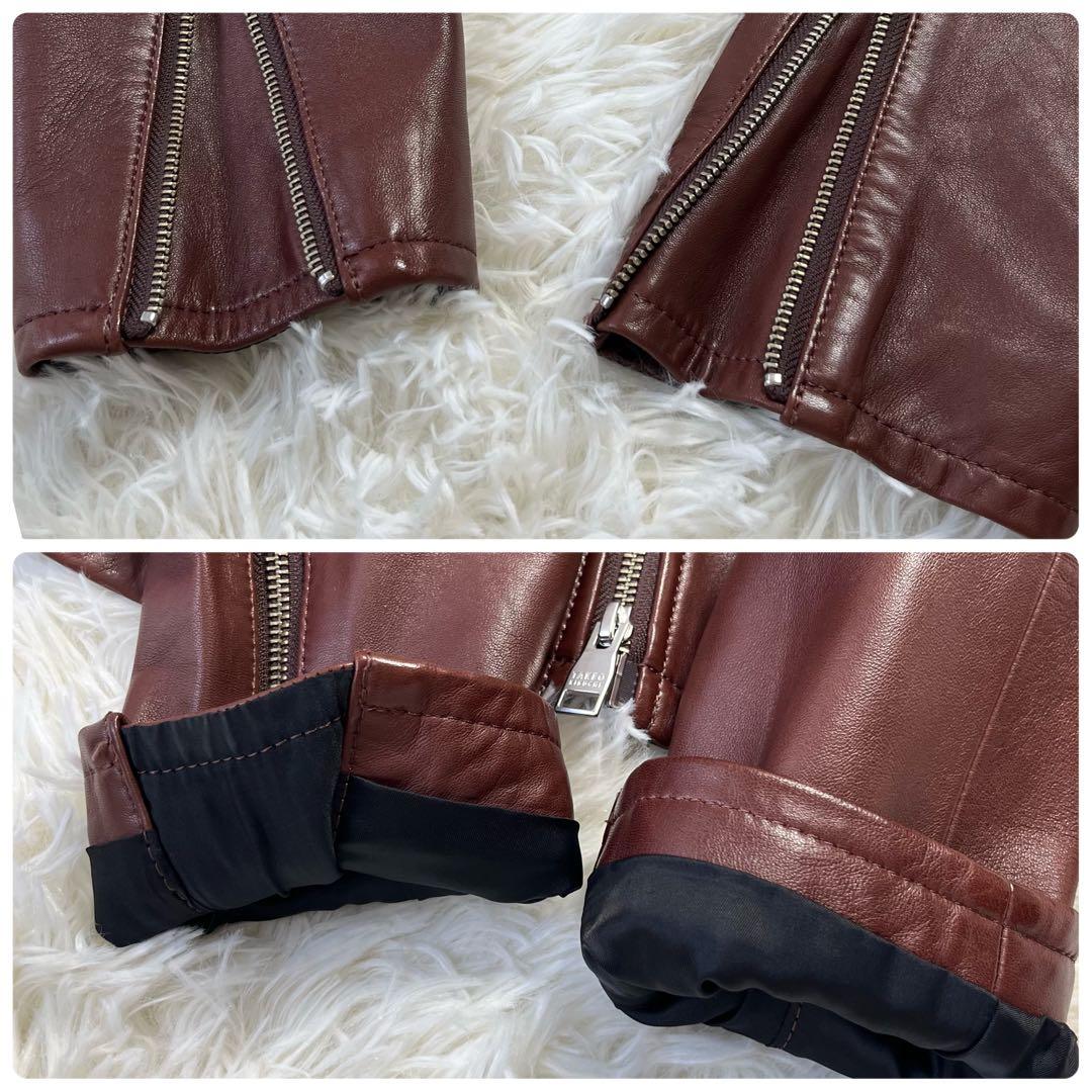 ★美品★TAKEO KIKUCHI ラムレザー レザージャケット 裏地総柄 L