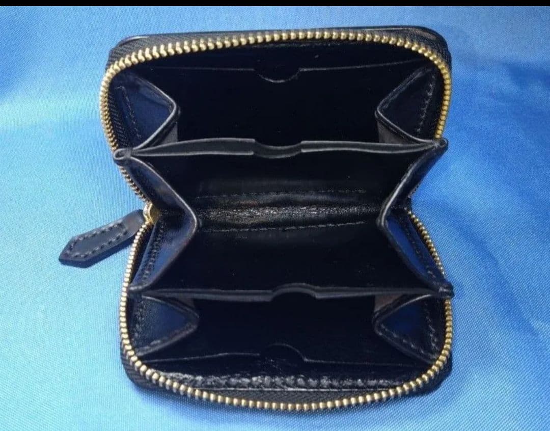 レザークラフト コードバン★HG 馬革 使い易いコンパクト小銭入れ 黒色写真現品