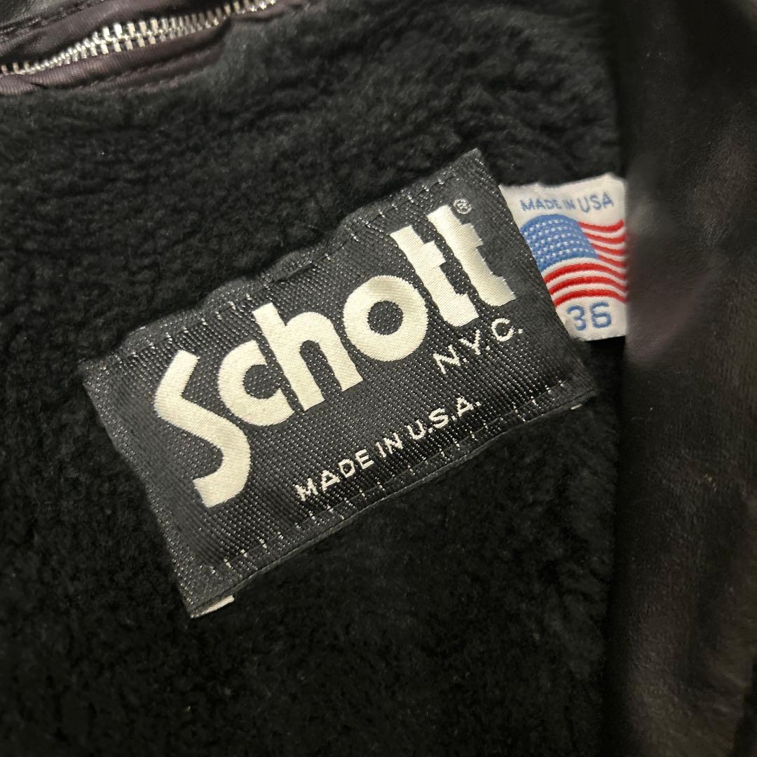 い*銀様 Schott（ショット）　 シングルレザーライダースジャケット　36