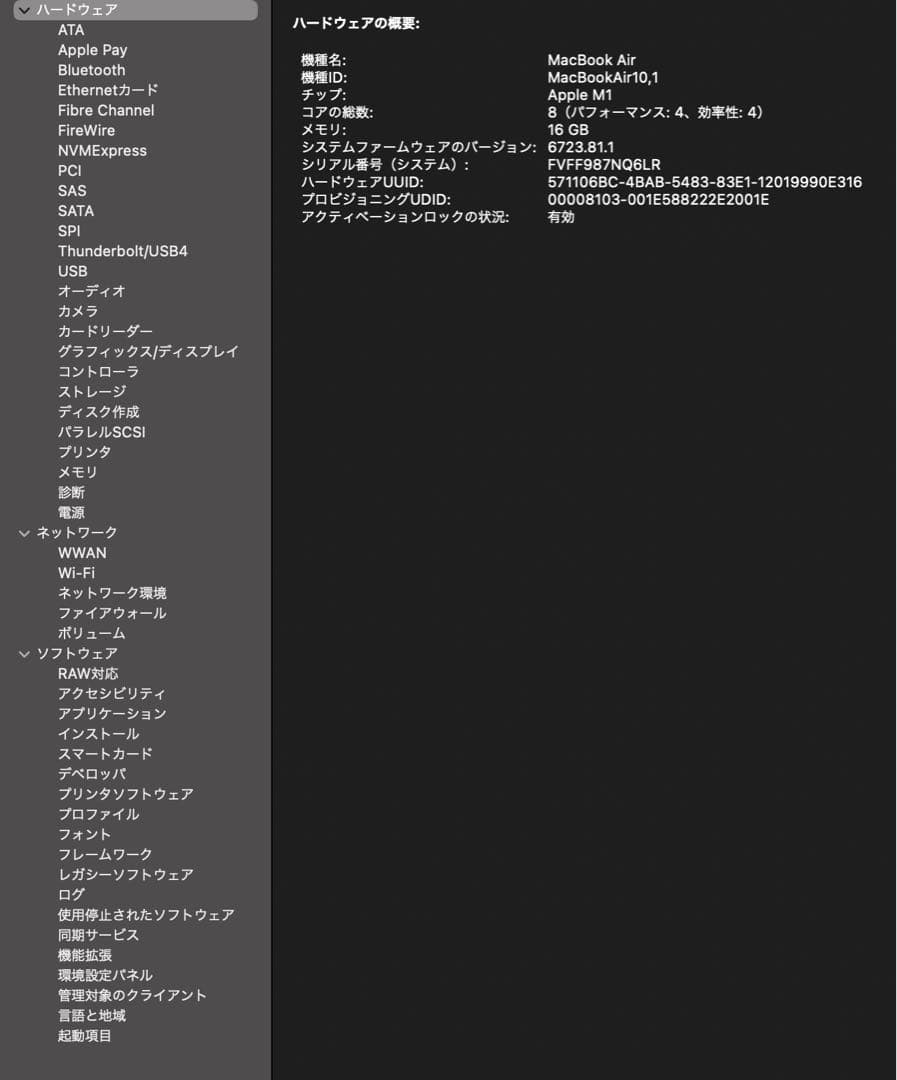 アップル Macbook Air M1 2020 13インチ　(スキンシール付)