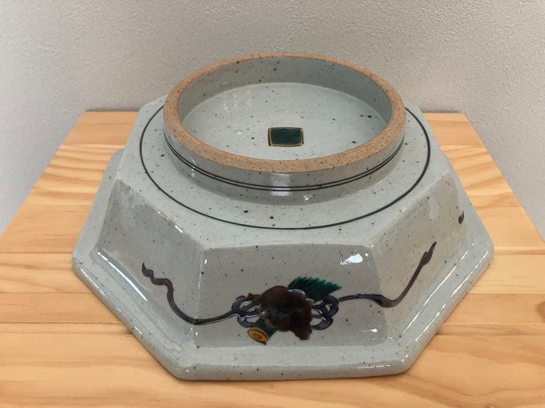 八角鉢　色絵唐子　九谷焼　三代為吉　三ッ井詠一