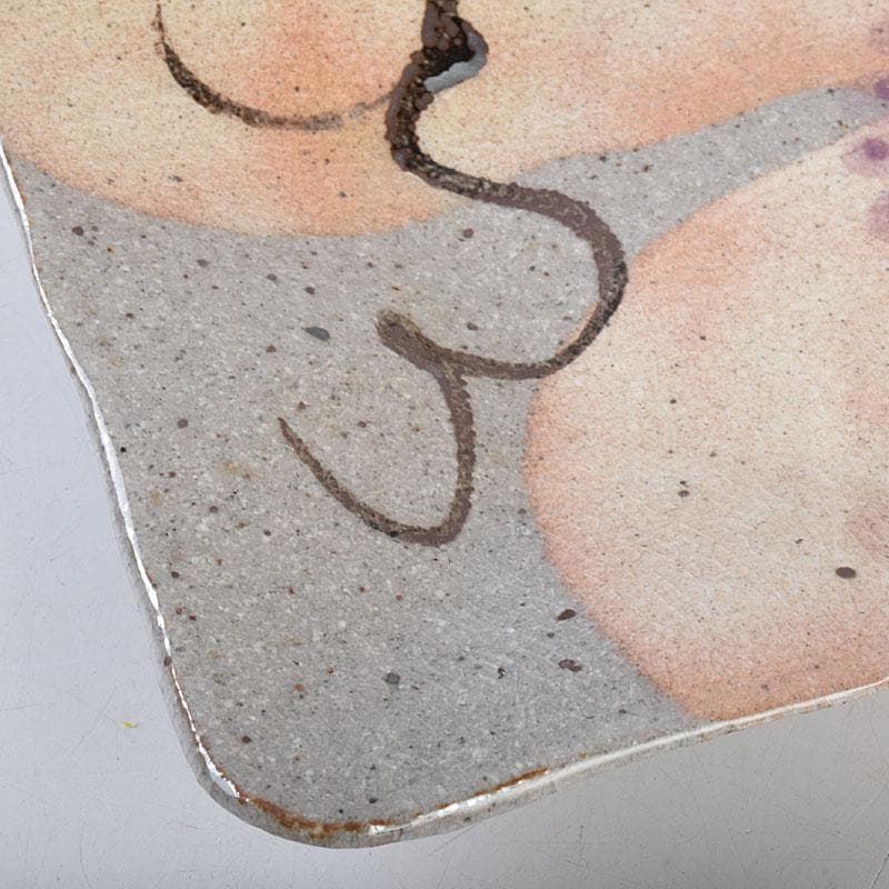 北大路魯山人作　鼠志野　四方皿　五客　共布　黒田陶々庵極め箱　M　R9064B