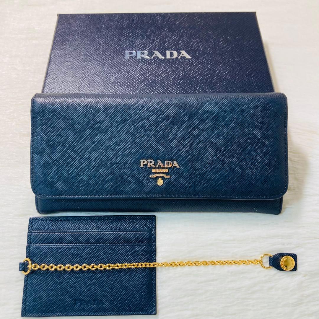 本日限定価格 PRADA プラダ　長財布　紺　パスケース　箱　付属品　二つ折り