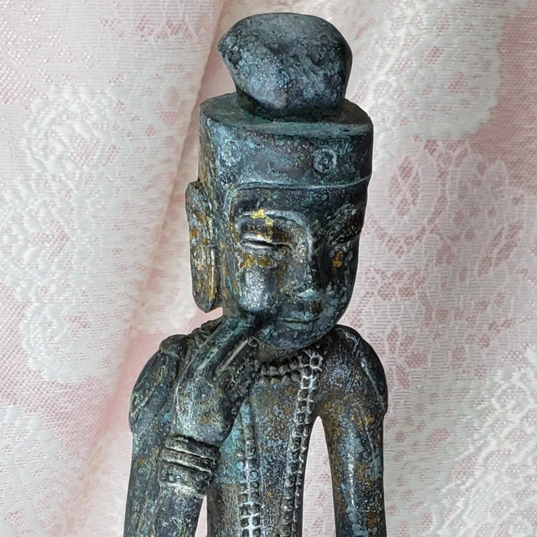 【博物館級】◆『方形台座金銅半跏思惟像』 百済仏 仏像◆検）天平仏 新羅仏 空海