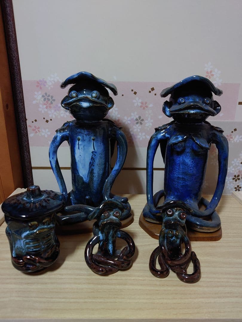 宮陶　宮崎ガラッパ　男の子、女の子、湯のみ　計5点