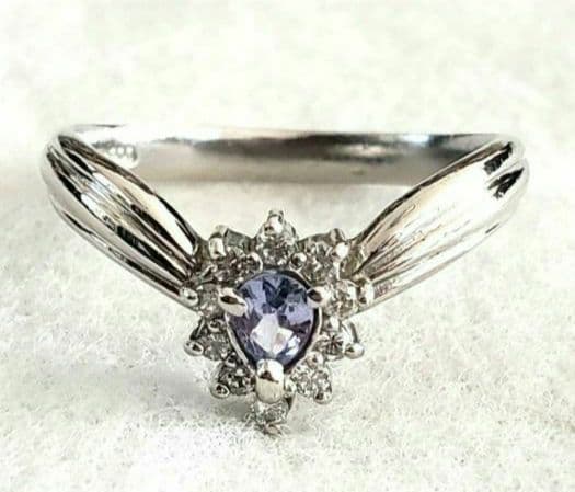 《くろねこ》　Pt900 リング 青紫石　10号