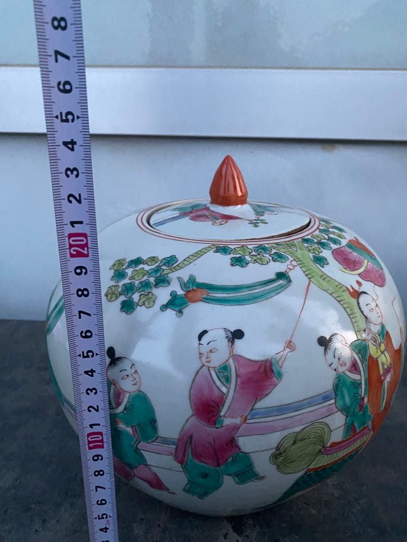 中国　清時代　童子絵　壺　古美術　骨董品