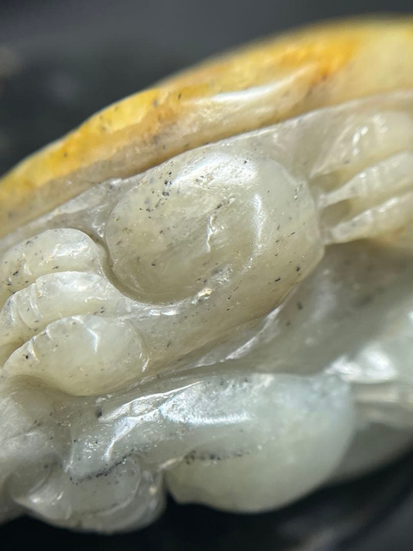 本物和田玉★籽料★青花黄皮！招財モチーフ龍亀証明書付き