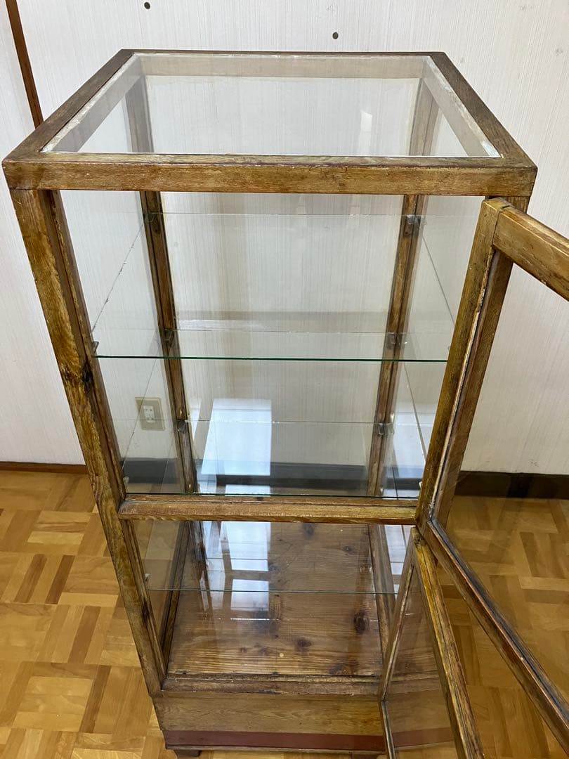 レトロ商品　アンティークガラスケース 木製商品ケース　4段ケース
