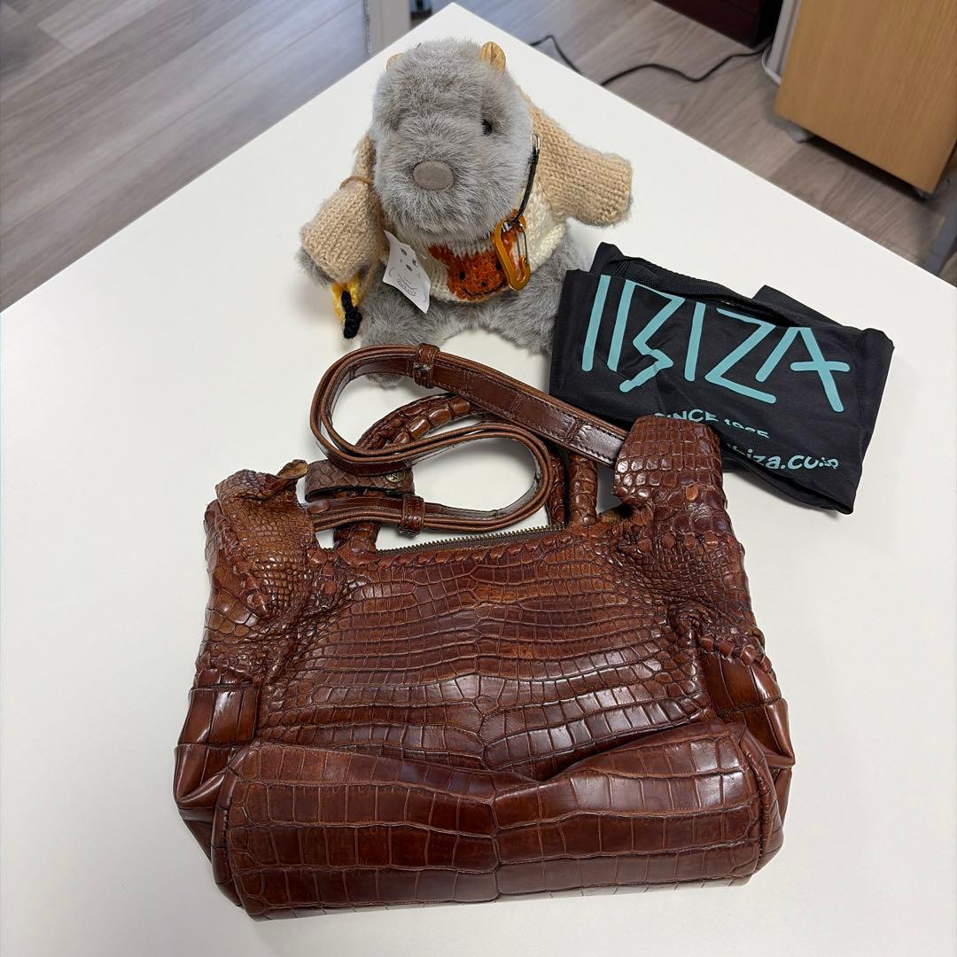 IBIZA　ブラウン　ワニ革　ハンド、ショルダー2wayバッグ　美品！