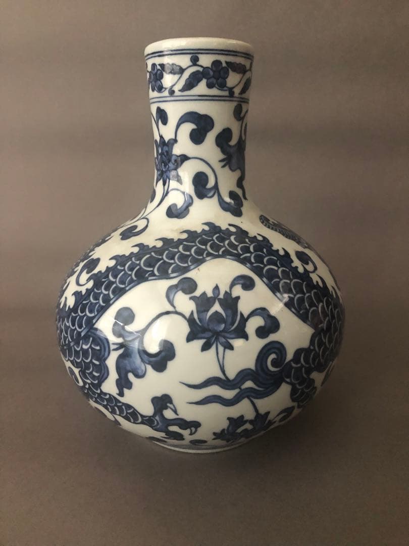 中国陶器　雲龍文花瓶 壺