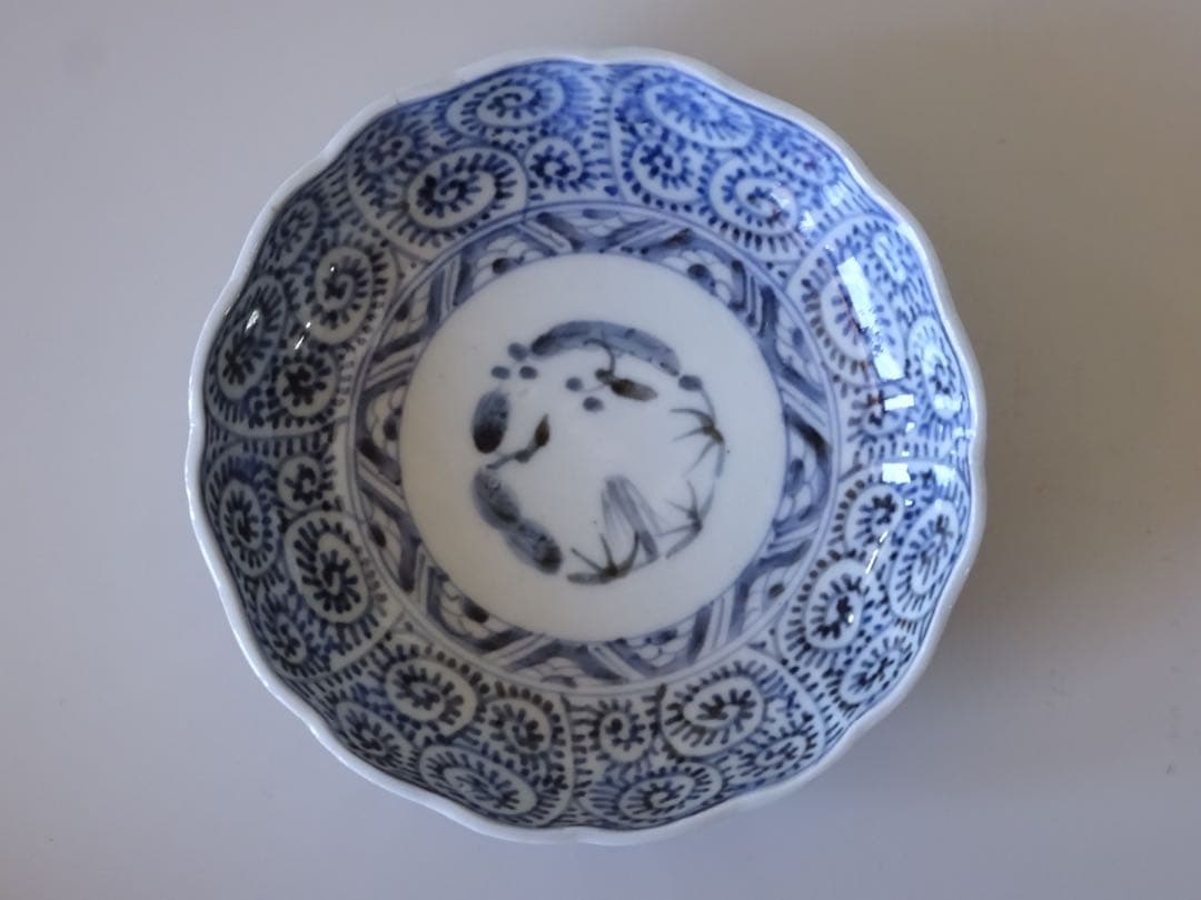 江戸時代　後期　古伊万里　松竹梅　蛸唐草文　膾皿　5客　なます皿　向付　取皿